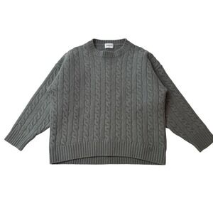 Aritzia Sunday Best Cable Knit Sweater Merino Wool Green Old Money Sz Small